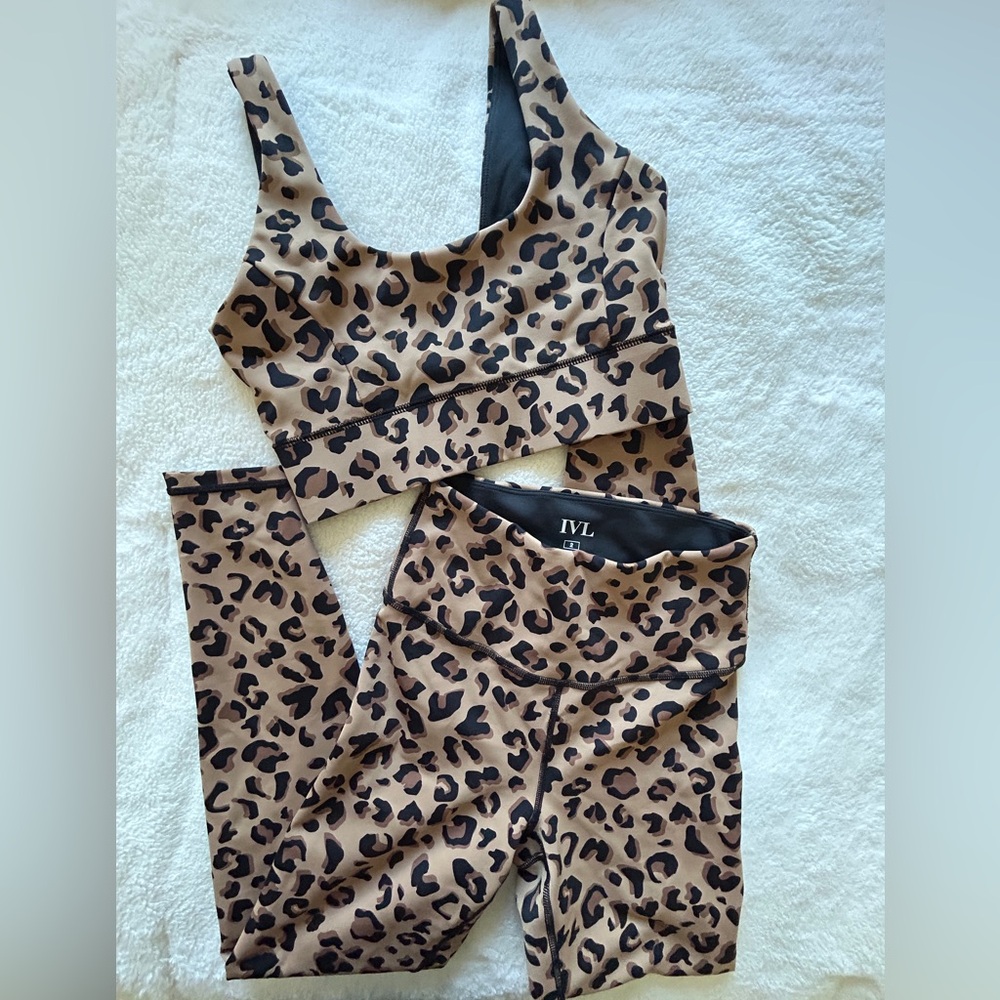 IVL Collective Leopard Sports Bra Top and Leggings